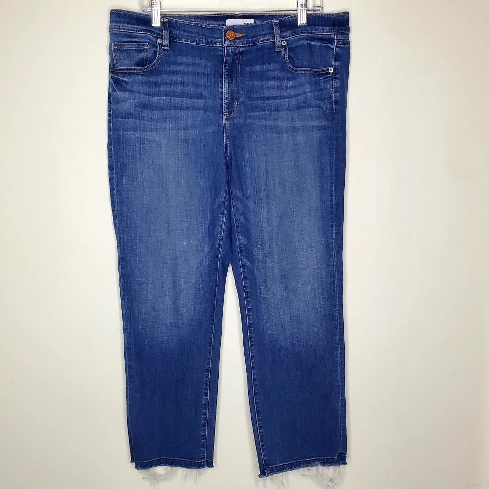 Ann Taylor LOFT Straight Crop Jeans Size 14 Stretch Denim